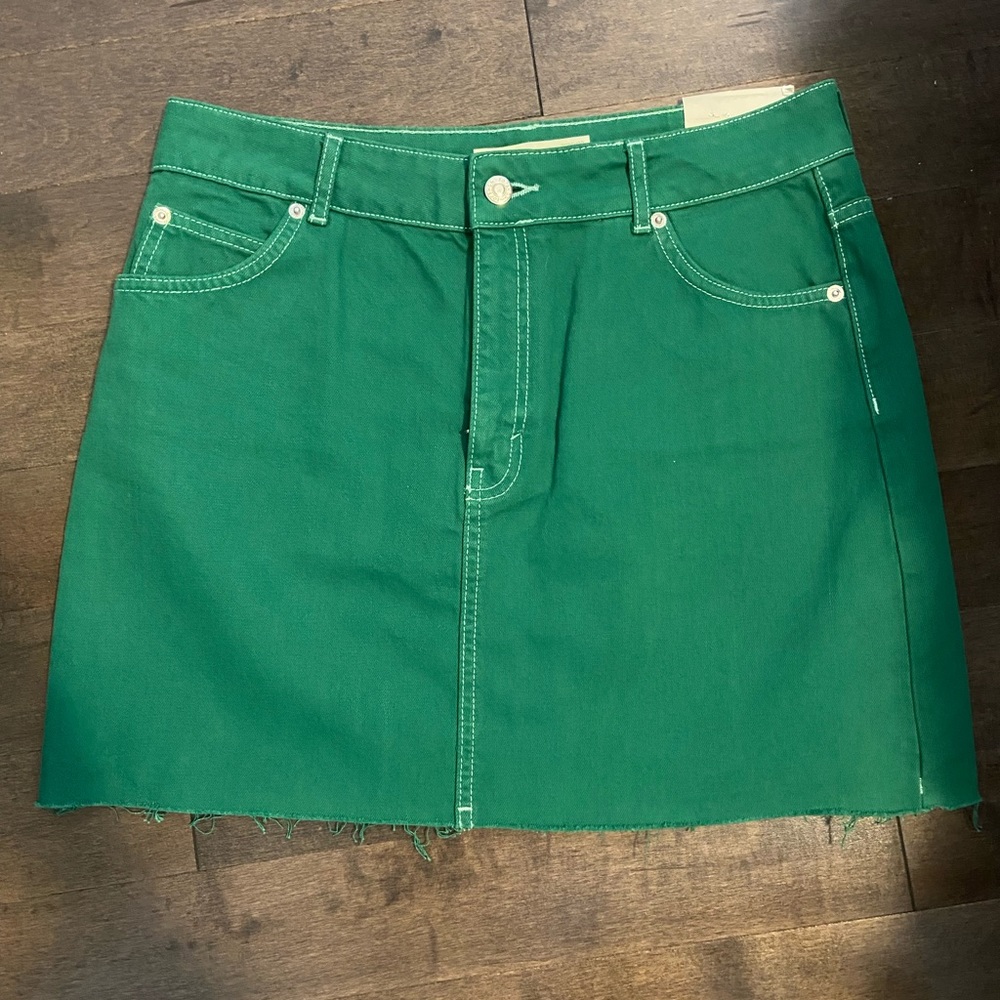 Topshop Green denim mini skirt